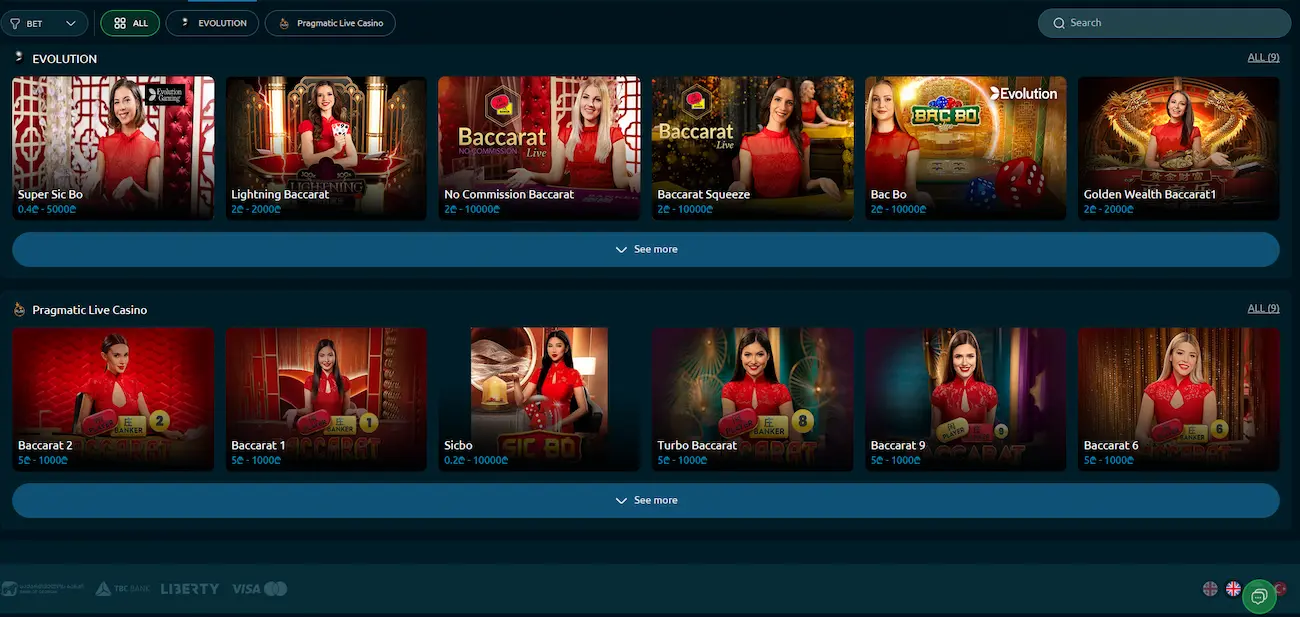 Crocobet Casino – živé kasino s baccarat a blackjack stoly od Evolution Gaming
